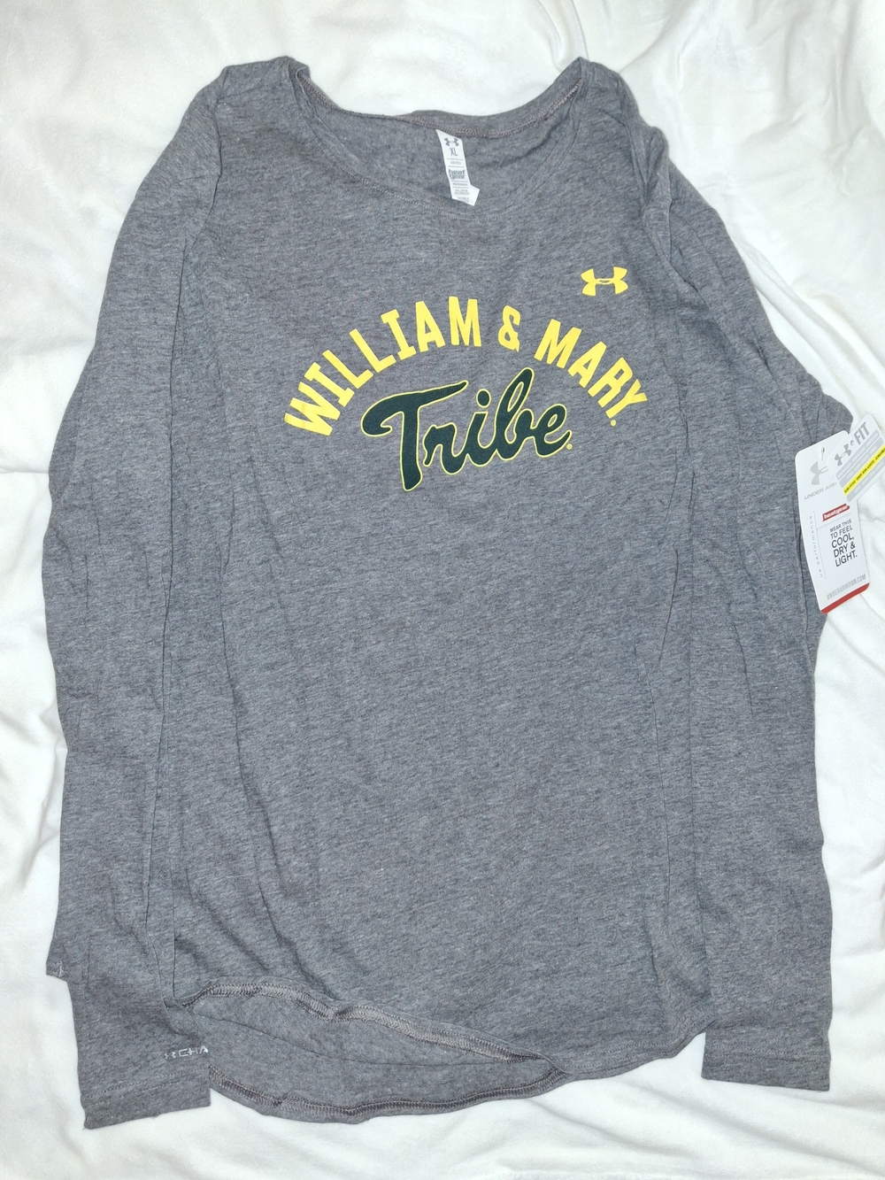 Under Armour Gray Long Sleeve Tee with Yellow Team Print